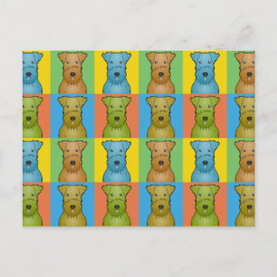 Airedale Terrier Hund Tecknad Pop-Art Vykort