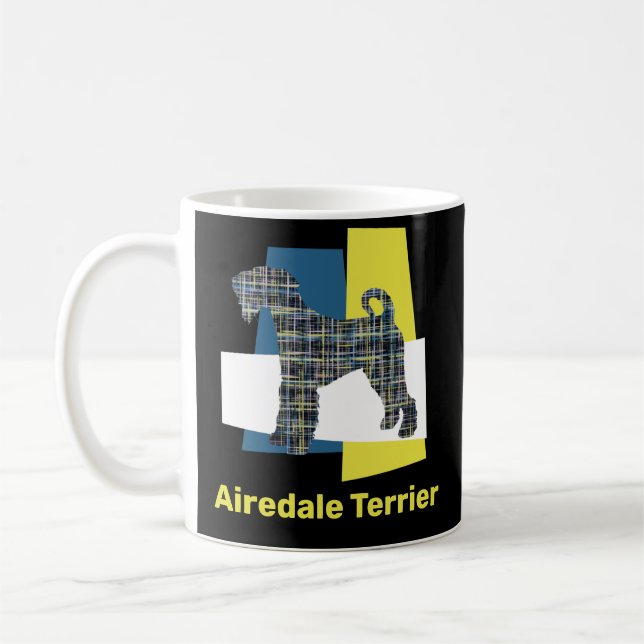 Airedale Terrier Hund YB Grid TriColor Coffee Mugg (Vänster)