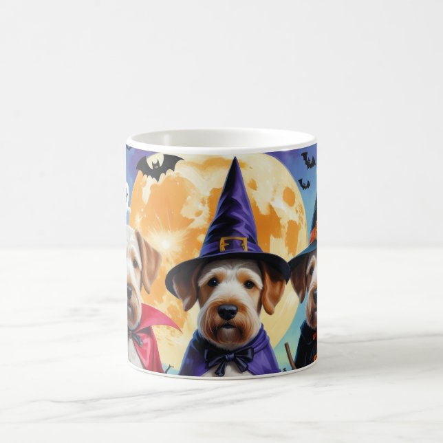 Airedale Terrier Hundar Pumpa Halloween Rolig Kaffemugg (Center)
