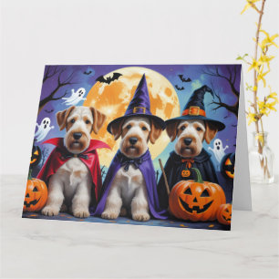 Airedale Terrier Hundar Pumpkin Halloween Rolig Kort