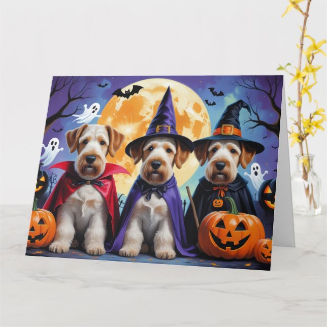 Airedale Terrier Hundar Pumpkin Halloween Rolig Kort (Gul blomma)