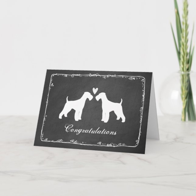 Airedale Terrier-hundars bröllopskonversationer Kort (Framsida)