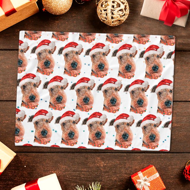 Airedale Terrier Hundras Jul Fleecefilt (Skapare uppladdad)