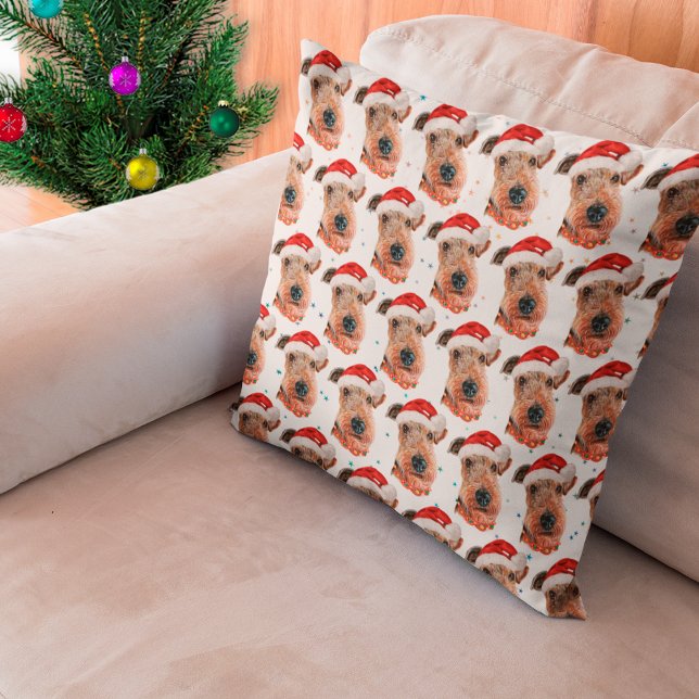 Airedale Terrier Hundras jul Kudde (Skapare uppladdad)