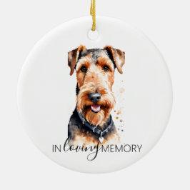 Airedale Terrier husdjur hund minnes vattenfärg ju Julgransprydnad Keramik