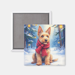 Airedale Terrier i akvarell sniglus jul Magnet