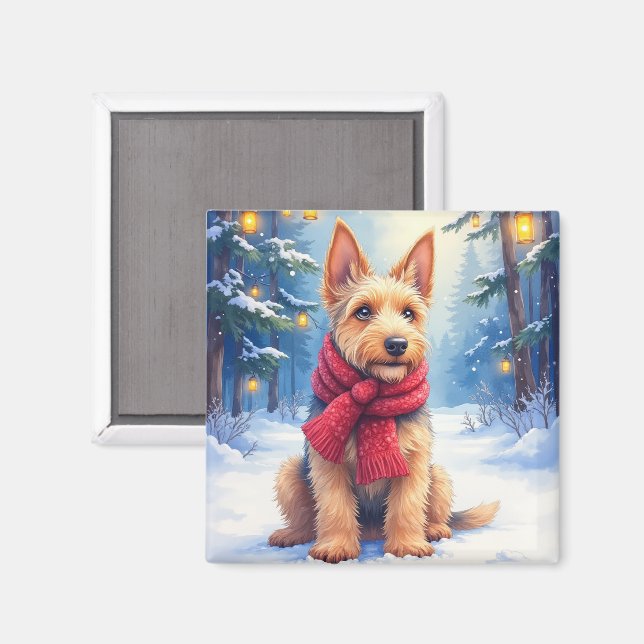 Airedale Terrier i akvarell sniglus jul Magnet (Front/Back)