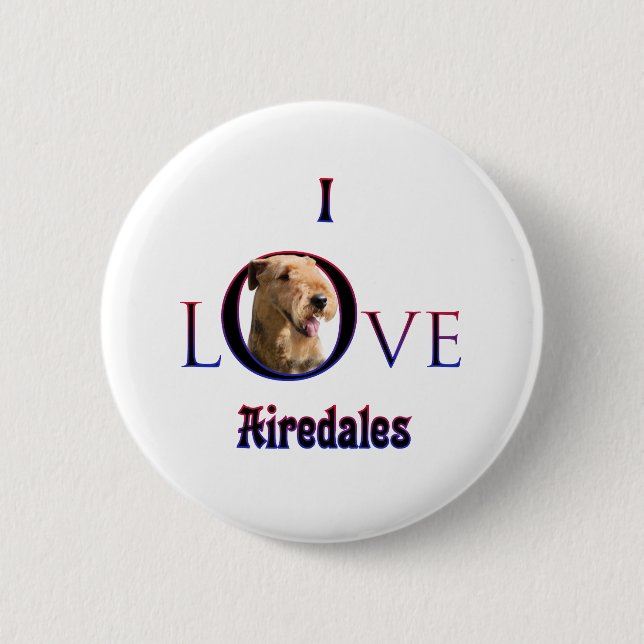 Airedale Terrier I Kärlek Knapp (Framsida)