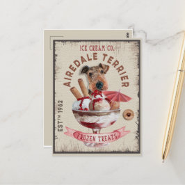 Airedale Terrier Ice-kräm Funny Frysta träd Vykort