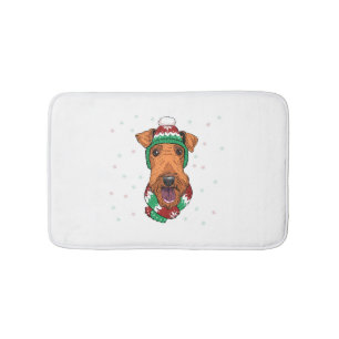 Airedale Terrier in christmas hat Badrumsmatta