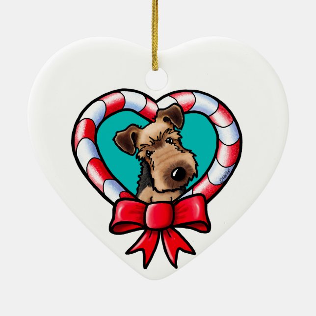 Airedale Terrier jul Ceramic Ornament (Baksidan)