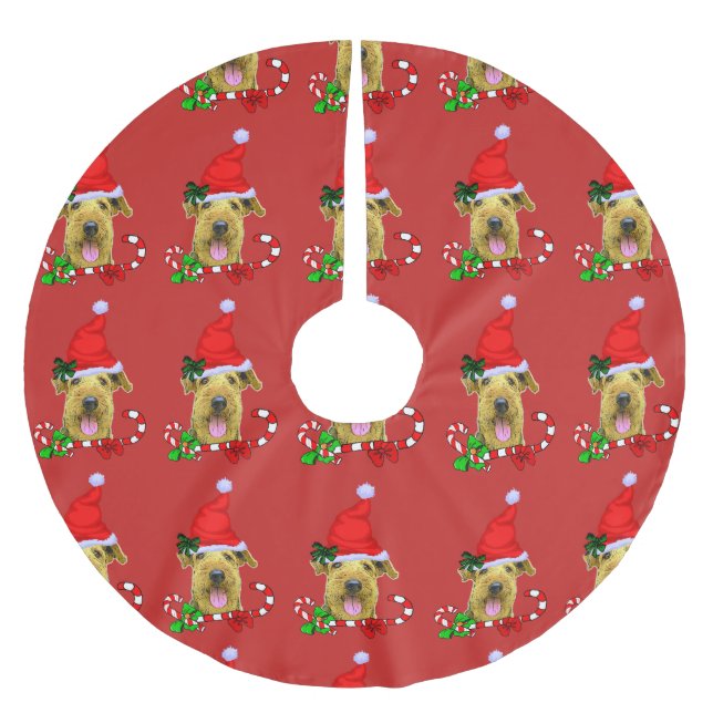 Airedale Terrier Jul Glad Julgransmatta Borstad Polyester (Framsidan)