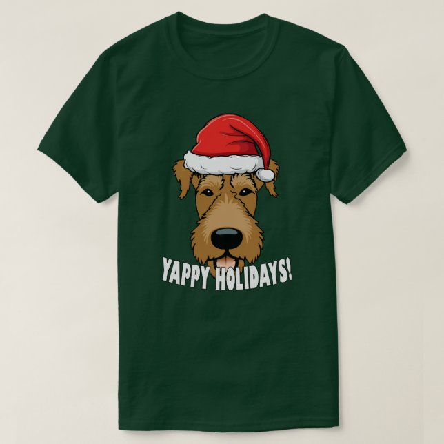 Airedale Terrier jul Hund älskare Puppy Santa T Shirt (Design framsida)