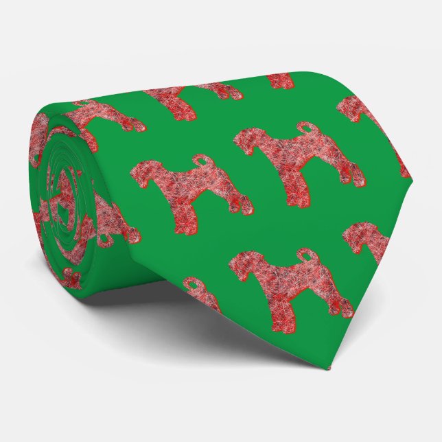 Airedale Terrier Jul Hund Silhouette Grönt Slips (Rullad)