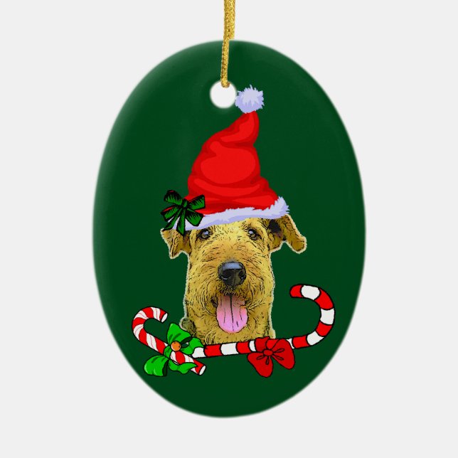 Airedale Terrier-jul Julgransprydnad Keramik (Framsidan)