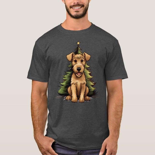 Airedale Terrier jul Puppy Hund Cute Airedale T Shirt (Framsida)