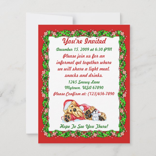 Airedale Terrier-jul Väntar på tomten Inbjudningar (Baksida)