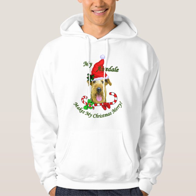 Airedale Terrier-julgåvor Sweatshirt Med Luva (Framsida)
