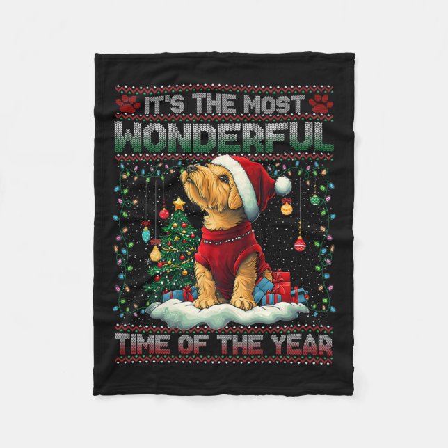 Airedale Terrier Julgran Dekoration Hund Lo Fleecefilt (Framsidan)