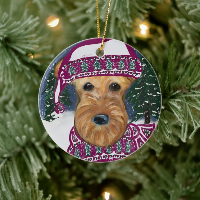 AIREDALE TERRIER JULGRANSPRYDNAD KERAMIK (Träd)