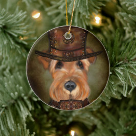 AIREDALE TERRIER JULGRANSPRYDNAD KERAMIK