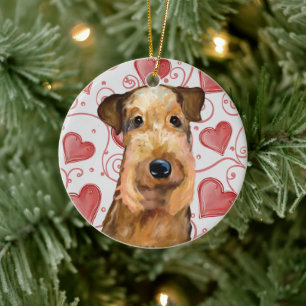 Airedale Terrier Julgransprydnad Keramik