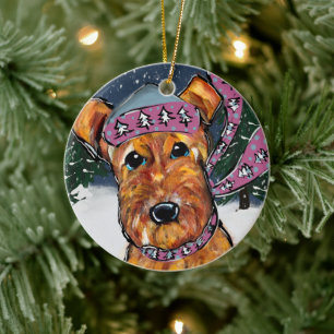 Airedale Terrier Julgransprydnad Keramik
