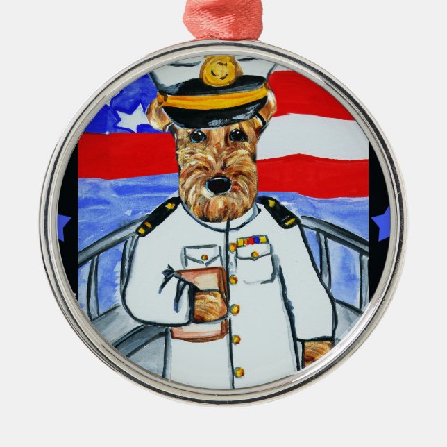 AIREDALE TERRIER JULGRANSPRYDNAD METALL (Framsidan)