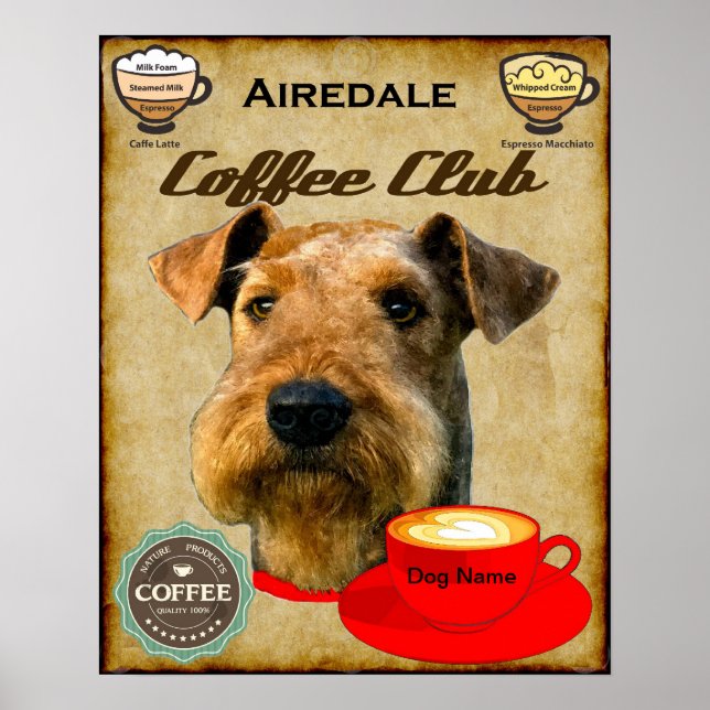 Airedale Terrier Kaffeklubb Poster (Framsidan)