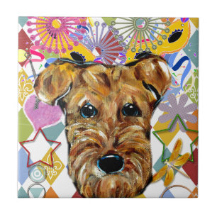 AIREDALE TERRIER KAKELPLATTA