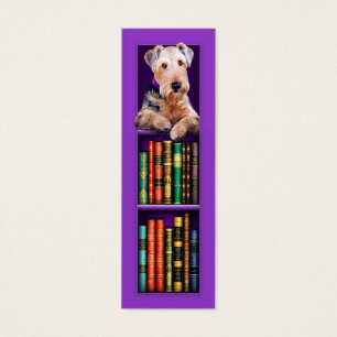Airedale Terrier Lila Bookmark Litet Visitkort