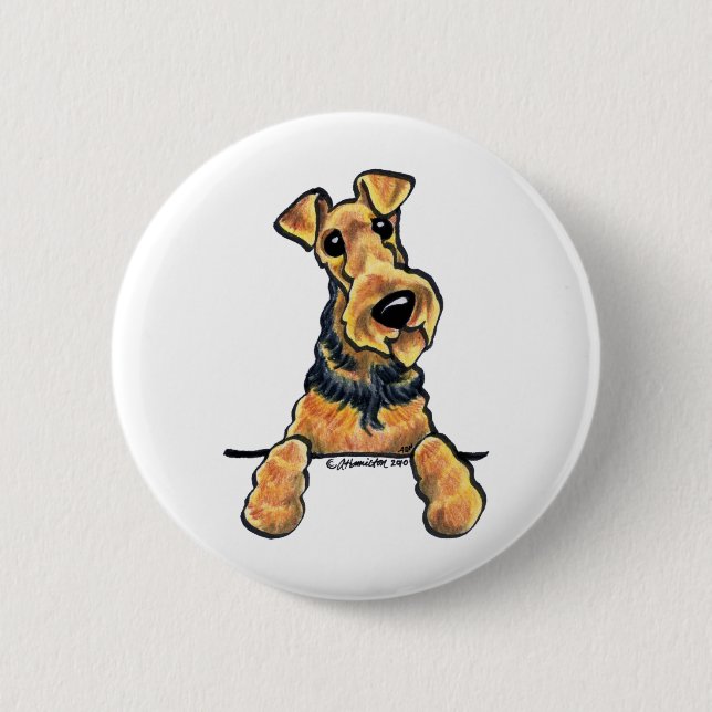 Airedale Terrier Line Art Knapp (Framsida)
