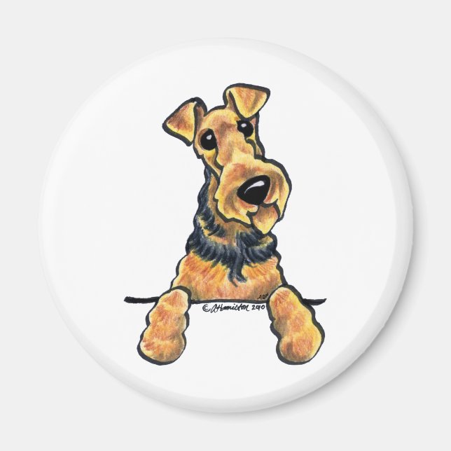 Airedale Terrier Line Art Magnet (Framsidan)