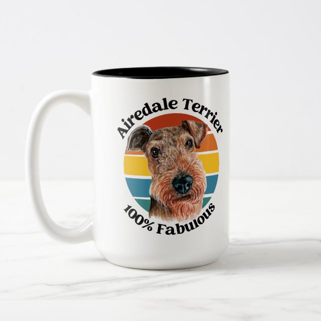 Airedale Terrier lustiga citat Två Tone Coffee Mug Två-Tonad Mugg (Vänster)