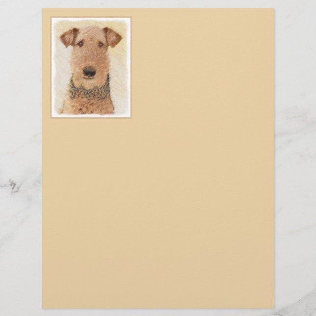Airedale Terrier-målning - Söt Originalkonst (Framsida)