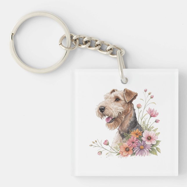 Airedale Terrier med blommor (Framsidan)