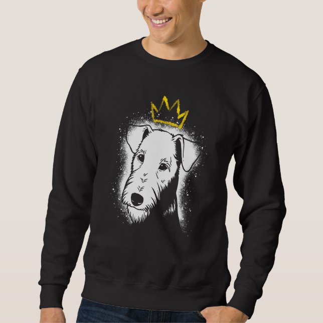 Airedale Terrier med krona Lång Ärmad Tröja (Framsida)