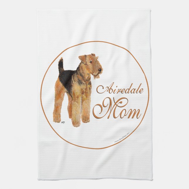 Airedale Terrier Mors dag Kökshandduk (Vertikal)