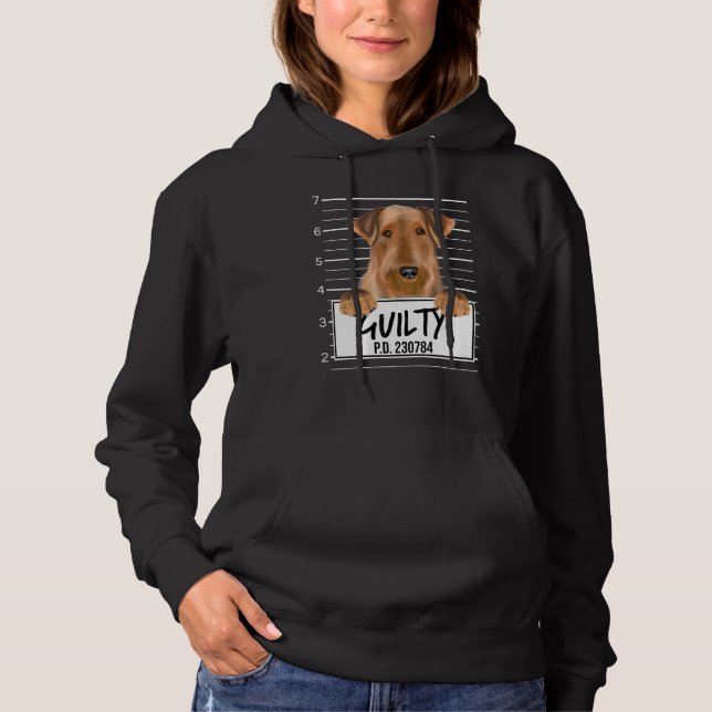 Airedale Terrier Mugshot Skyldig Hund T Shirt (Framsida)