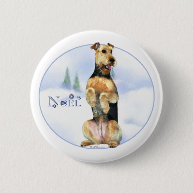 Airedale Terrier Noel - Button Knapp (Framsida)