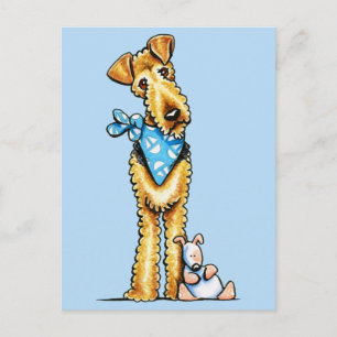 Airedale Terrier och Puppy Vykort