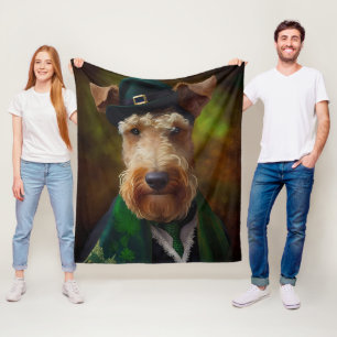 airedale terrier på St. Patrick's Day Fleecefilt