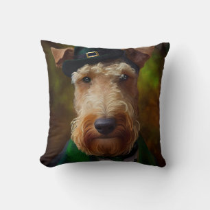airedale terrier på St. Patrick's Day Kudde