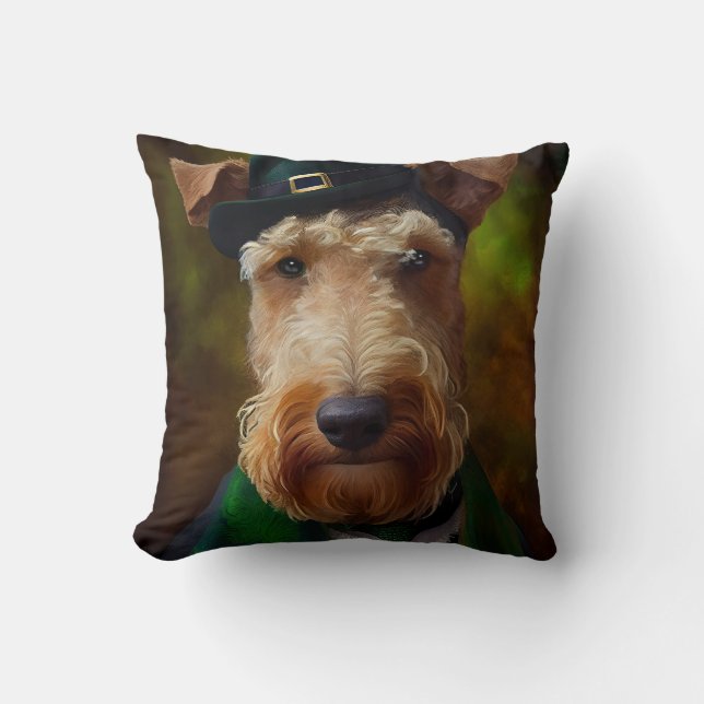 airedale terrier på St. Patrick's Day Kudde (Framsida)
