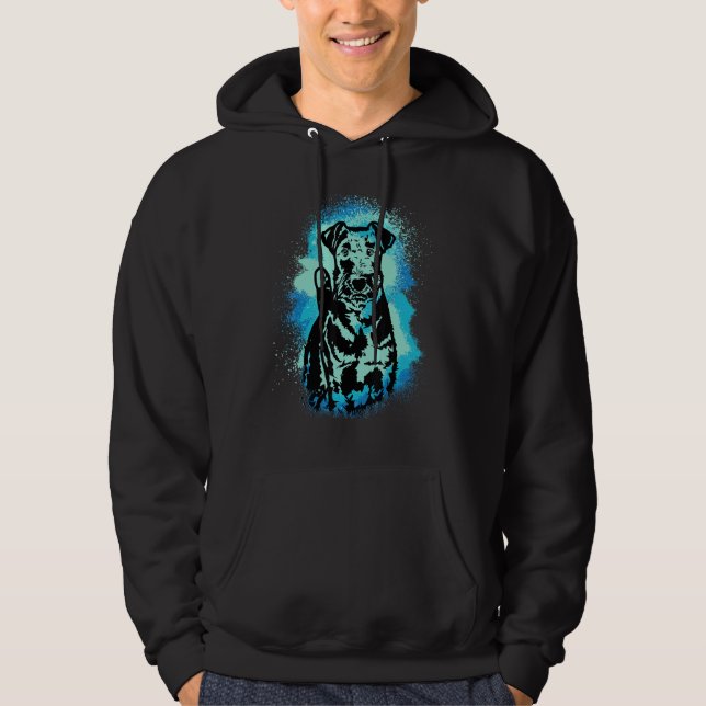 Airedale Terrier Paint Blue Design Dog Mom Dad_1 Hoodie (Framsida)