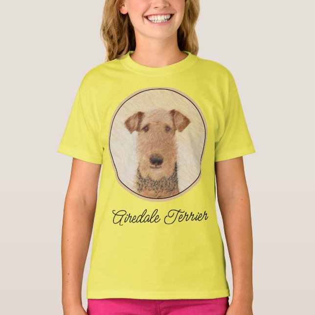 Airedale Terrier Painting - Cute Original Art T-Sh T Shirt (Framsida)