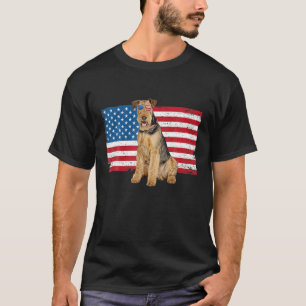 Airedale Terrier Pappa Mamma Amerikanska Flagga O T Shirt