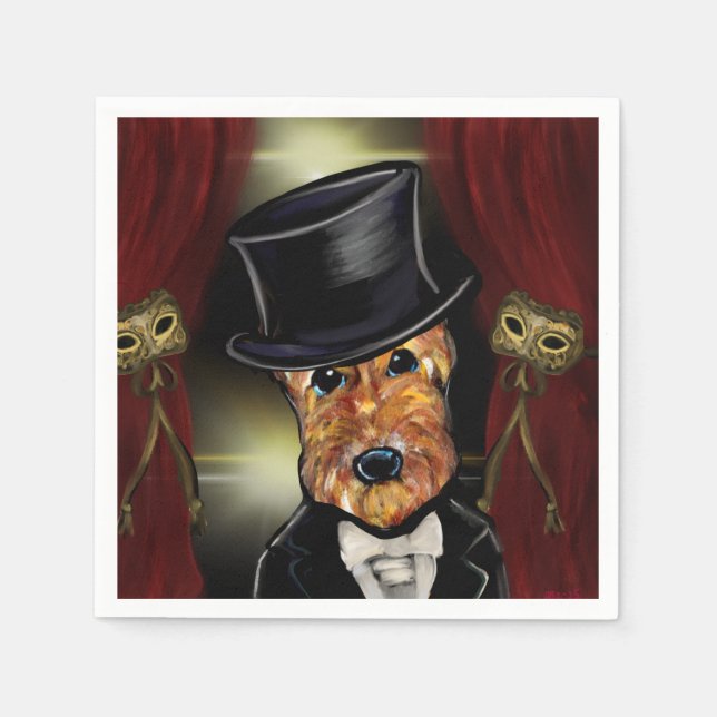 AIREDALE TERRIER PAPPERSSERVETT (Framsidan)