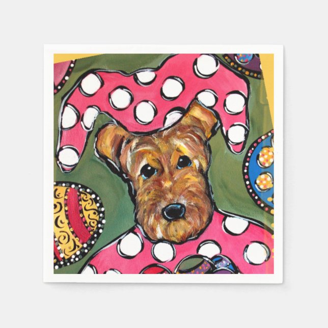 AIREDALE TERRIER PAPPERSSERVETT (Framsidan)