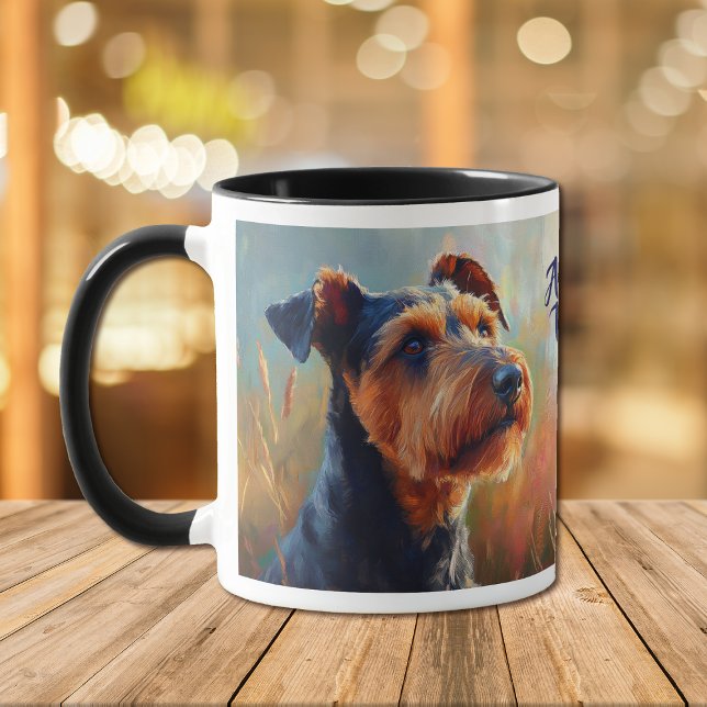 Airedale Terrier Porträtt i Fält Mugg (Skapare uppladdad)